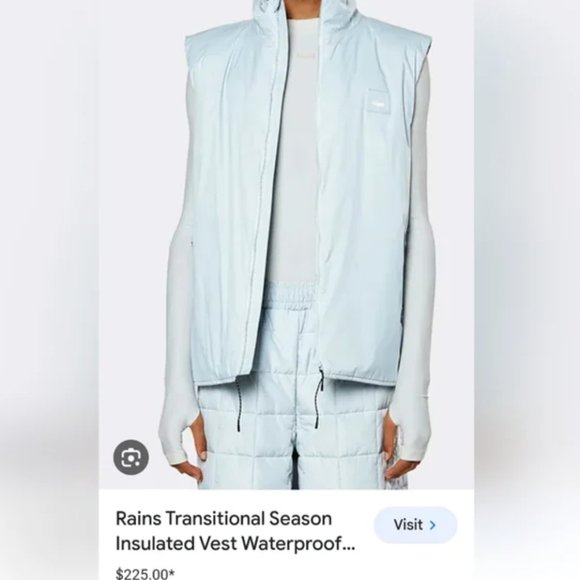 NWT Rains Padded Nylon Vest Sky Blue Small - Picture 12 of 14